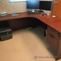 Mahogany L Suite Office Desk w/ 2 Storage Drawers